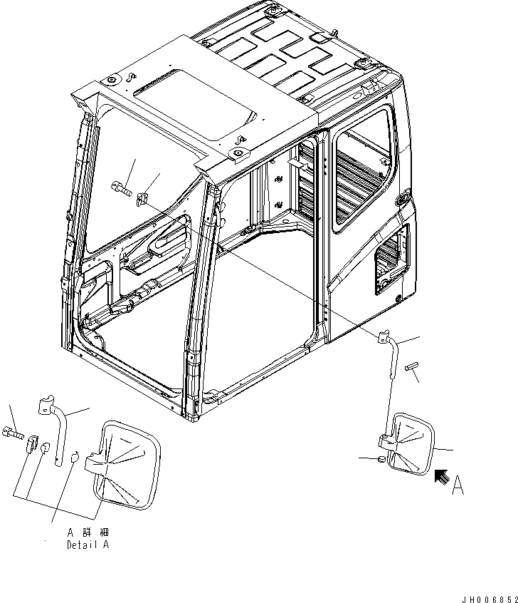 Komatsu parts book diagram for PC1250SP-8 S/N 30001-30157 (ecot3, For SP): REAR VIEW MIRROR (L.H.)(#30001-)
