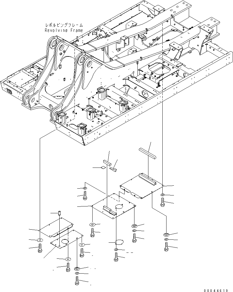 Komatsu parts book diagram for PC1250SP-8 S/N 30001-30157 (ecot3, For SP): UNDER COVER (REVOLVING FRAME) (R.H.)(#30001-)