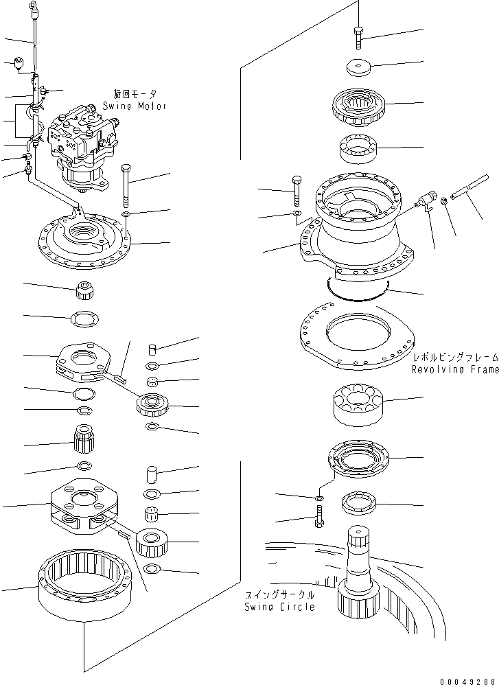 Komatsu parts book diagram for PC1250SP-8 S/N 30001-30157 (ecot3, For SP): SWING MACHINERY (REAR)(#30001-30051)