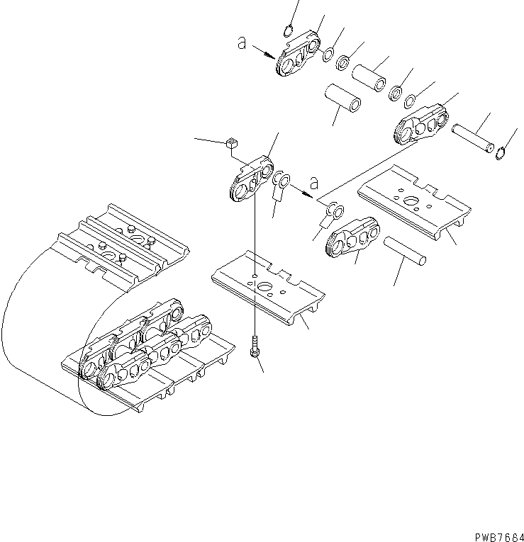 Komatsu parts book diagram for PC1250SP-8 S/N 30001-30157 (ecot3, For SP): TRACK SHOE (DOUBLE GROUSER WITH HOLE) (700MM WIDE)(#30001-)