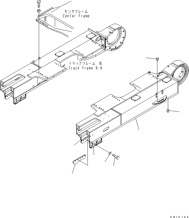 Komatsu parts book diagram for PC1250SP-8 S/N 30001-30157 (ecot3, For SP): TRACK FRAME (L.H.)(#30001-)