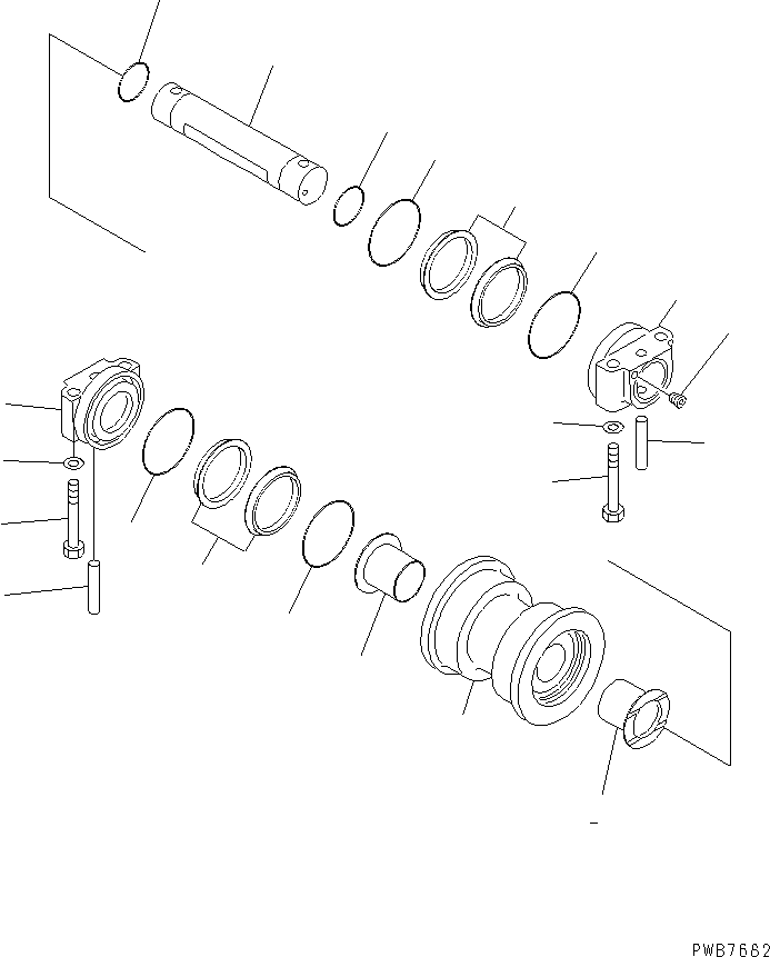 Komatsu parts book diagram for PC1250SP-8 S/N 30001-30157 (ecot3, For SP): TRACK FRAME (TRACK ROLLER) (R.H.) (COLD WEATHER A SPEC.)(#30001-)