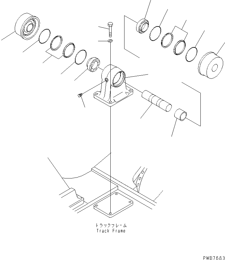Komatsu parts book diagram for PC1250SP-8 S/N 30001-30157 (ecot3, For SP): TRACK FRAME (CARRIER ROLLER) (L.H.)(#30001-)