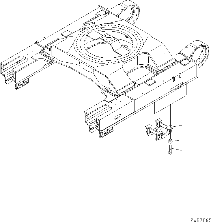Komatsu parts book diagram for PC1250SP-8 S/N 30001-30157 (ecot3, For SP): TRACK FRAME (FINAL ROLLER GUARD) (L.H.)(#30001-)