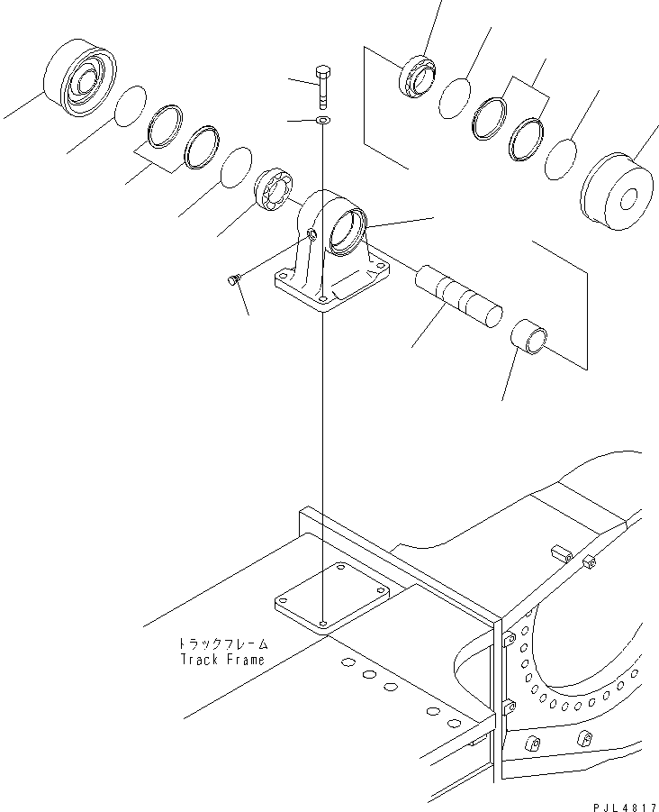 Komatsu parts book diagram for PC1250SP-8 S/N 30001-30157 (ecot3, For SP): TRACK FRAME (CARRIER ROLLER) (R.H.) (COLD WEATHER A SPEC.)(#30001-)