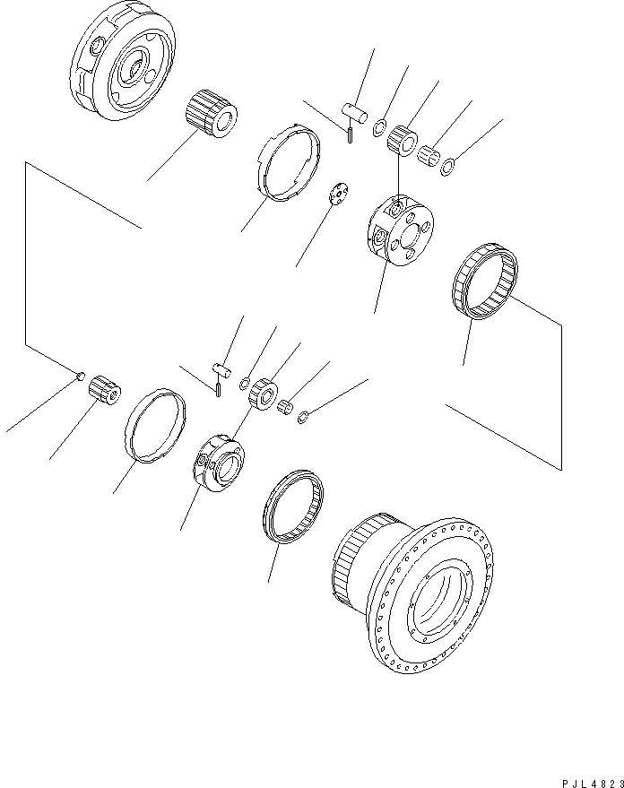 Komatsu parts book diagram for PC1250SP-8 S/N 30001-30157 (ecot3, For SP): TRACK FRAME (FINAL DRIVE) (1ST AND 2ND CARRIER) (R.H.)(#30001-)