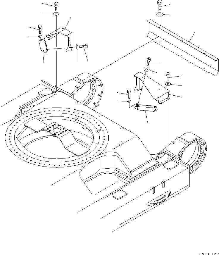 Komatsu parts book diagram for PC1250SP-8 S/N 30001-30157 (ecot3, For SP): TRAVEL PIPING COVER(#30001-)