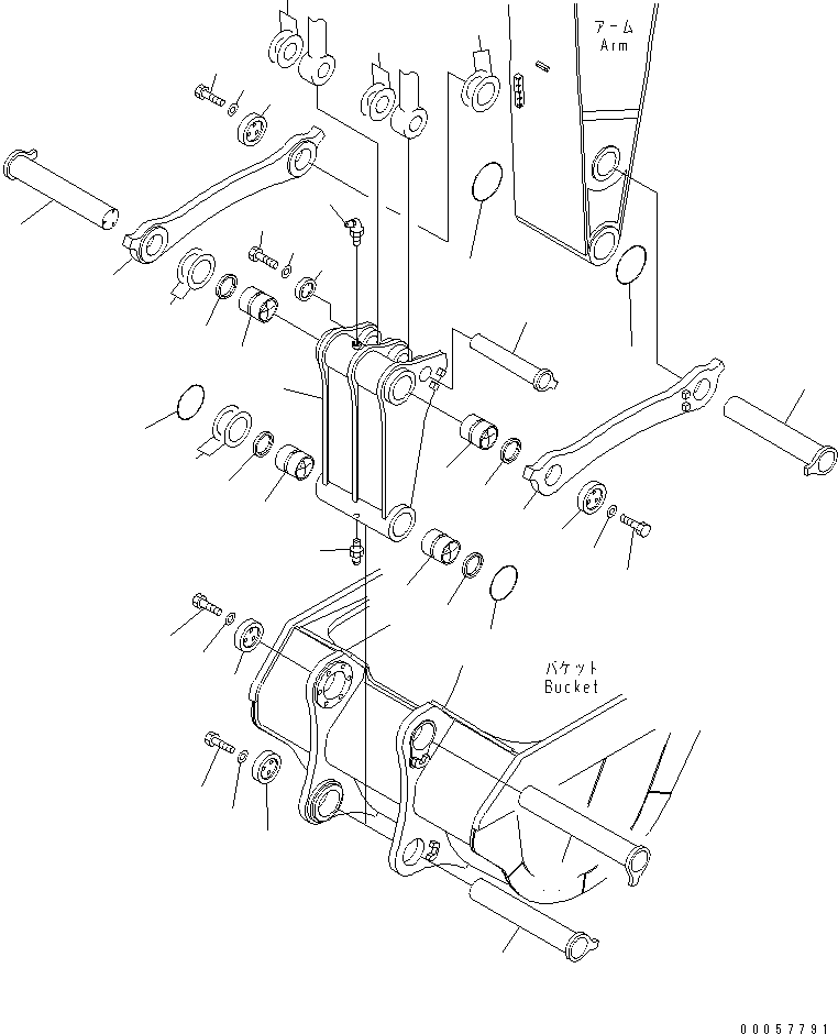 Komatsu parts book diagram for PC1250SP-8 S/N 30001-30157 (ecot3, For SP): BUCKET LINK (FOR BACKHOE) (SE)(#30001-)