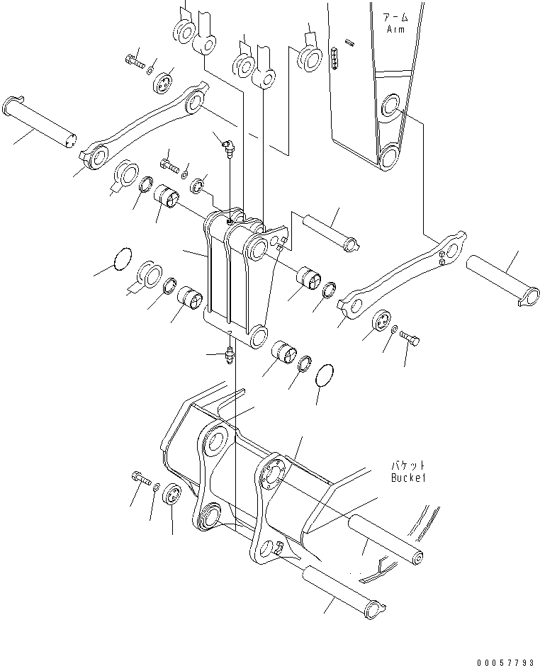 Komatsu parts book diagram for PC1250SP-8 S/N 30001-30157 (ecot3, For SP): BUCKET LINK (FOR BACKHOE) (SE) (FOR LIMESTONE)(#30001-)