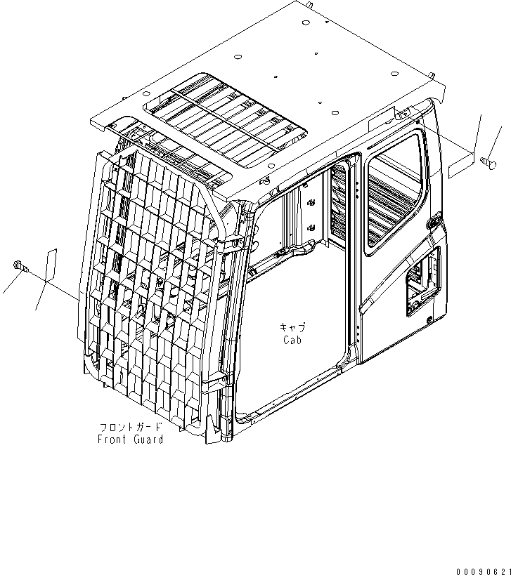 Komatsu parts book diagram for PC1250SP-8 S/N 30001-30157 (ecot3, For SP): CAUTION PLATE (FOR LV2 GUARD) (FRONT FULL GUARD AND TOP GUARD) (ENGLISH)(#30157-)