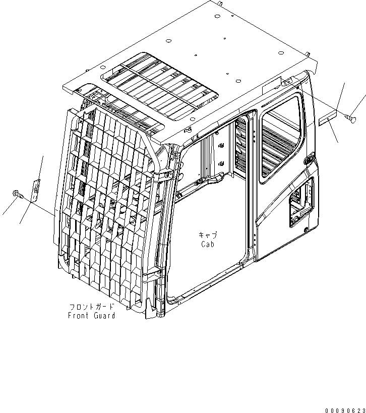Komatsu parts book diagram for PC1250SP-8 S/N 30001-30157 (ecot3, For SP): CAUTION PLATE (FOR LV2 GUARD) (FRONT FULL GUARD AND TOP GUARD) (FRENCH)(#30001-)