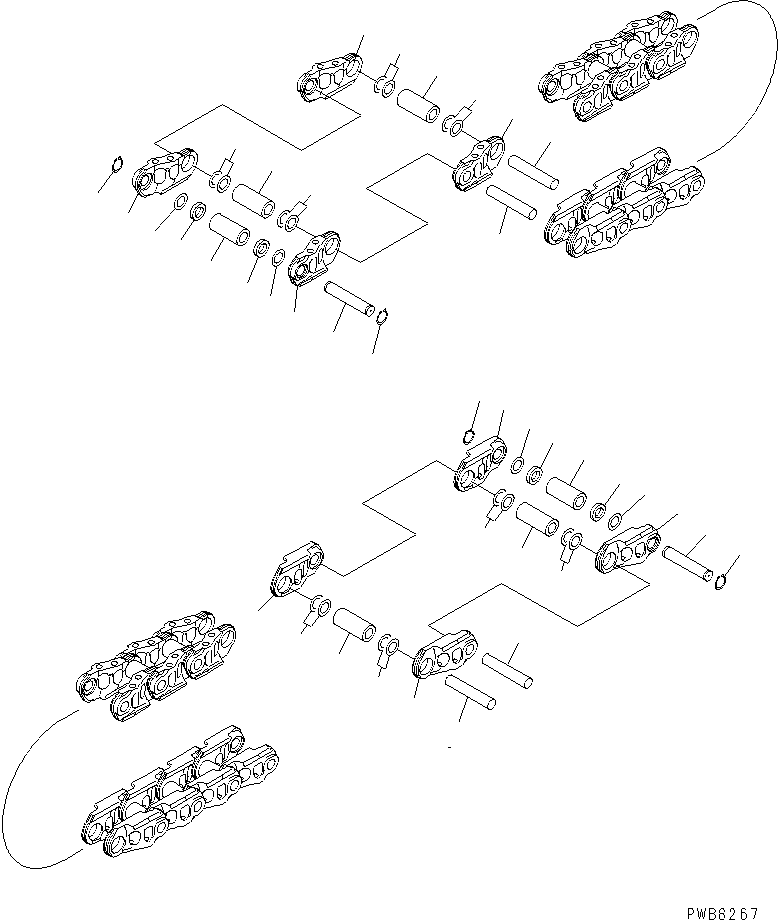 Komatsu parts book diagram for PC1250SP-8 S/N 30001-30157 (ecot3, For SP): TRACK LINK (SUPPLY PARTS) (96 SET)(#30001-)