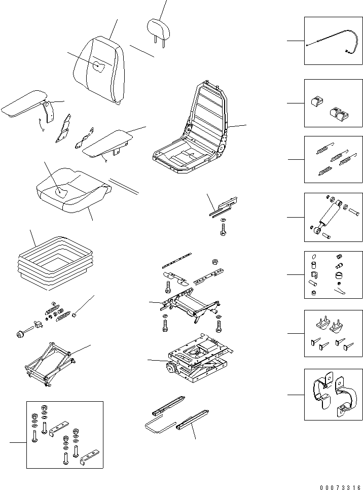 Komatsu parts book diagram for PC1250SP-8 S/N 30001-30157 (ecot3, For SP): OPERATOR'S SEAT ASS'Y (SUSPENSION)(#30068-)