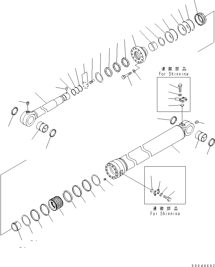 Komatsu parts book diagram for PC1250SP-8 S/N 30001-30157 (ecot3, For SP): BUCKET CYLINDER (1/2) (FOR BACKHOE) (FOR 3.4M ARM) (SE)(#30001-)