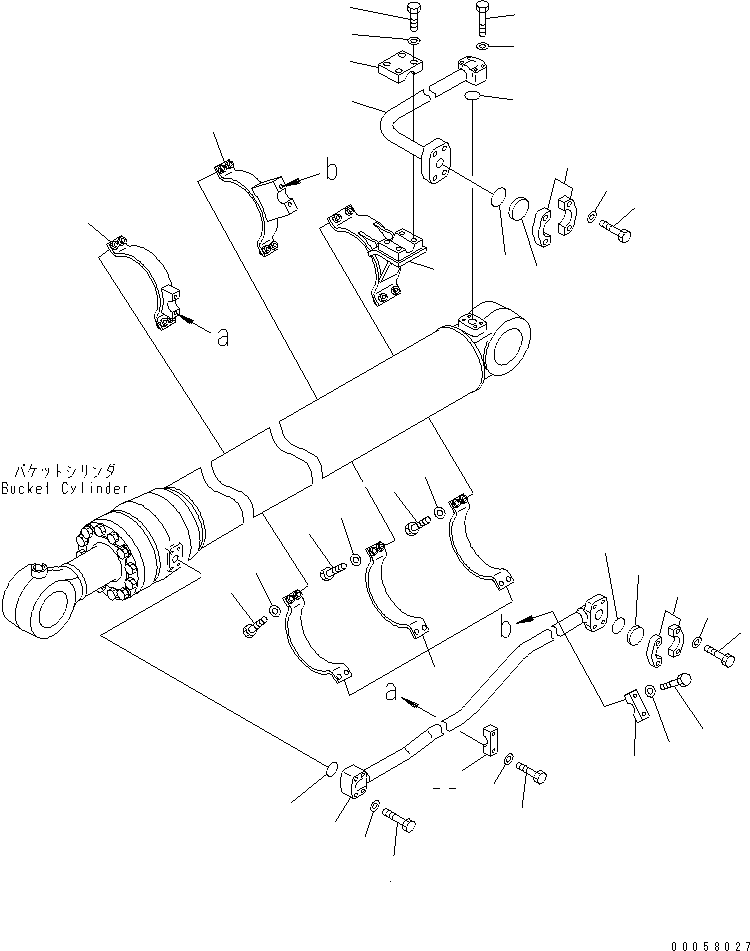 Komatsu parts book diagram for PC1250SP-8 S/N 30001-30157 (ecot3, For SP): BUCKET CYLINDER (2/2) (FOR BACKHOE) (FOR 3.4M ARM) (SE)(#30015-)