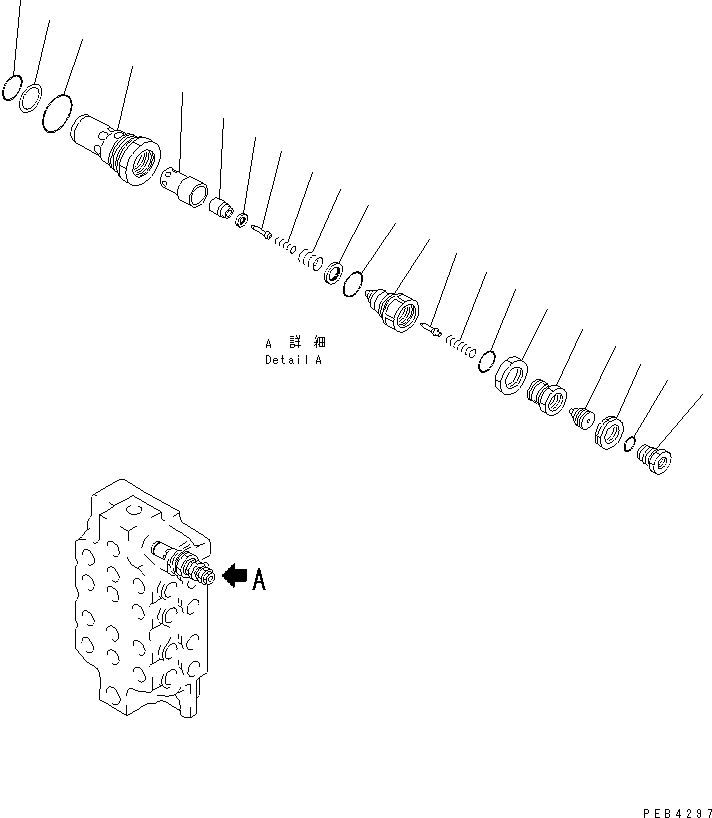 Komatsu parts book diagram for PC1250SP-8 S/N 30001-30157 (ecot3, For SP): MAIN VALVE (2/6) (4-SPOOL) (NO.2)(#30001-)