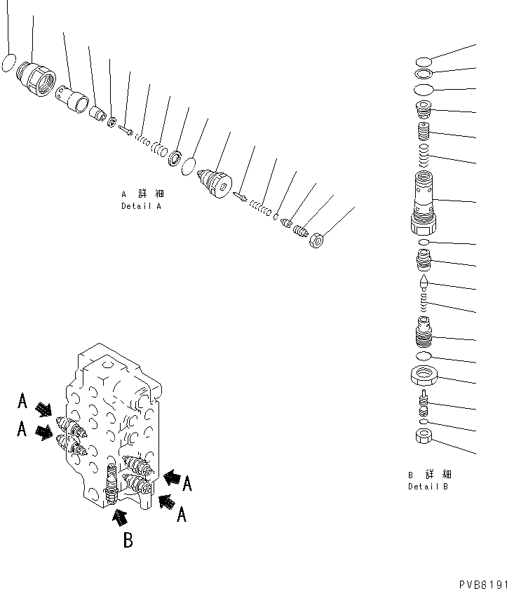 Komatsu parts book diagram for PC1250SP-8 S/N 30001-30157 (ecot3, For SP): MAIN VALVE (3/6) (4-SPOOL) (NO.2)(#30001-)