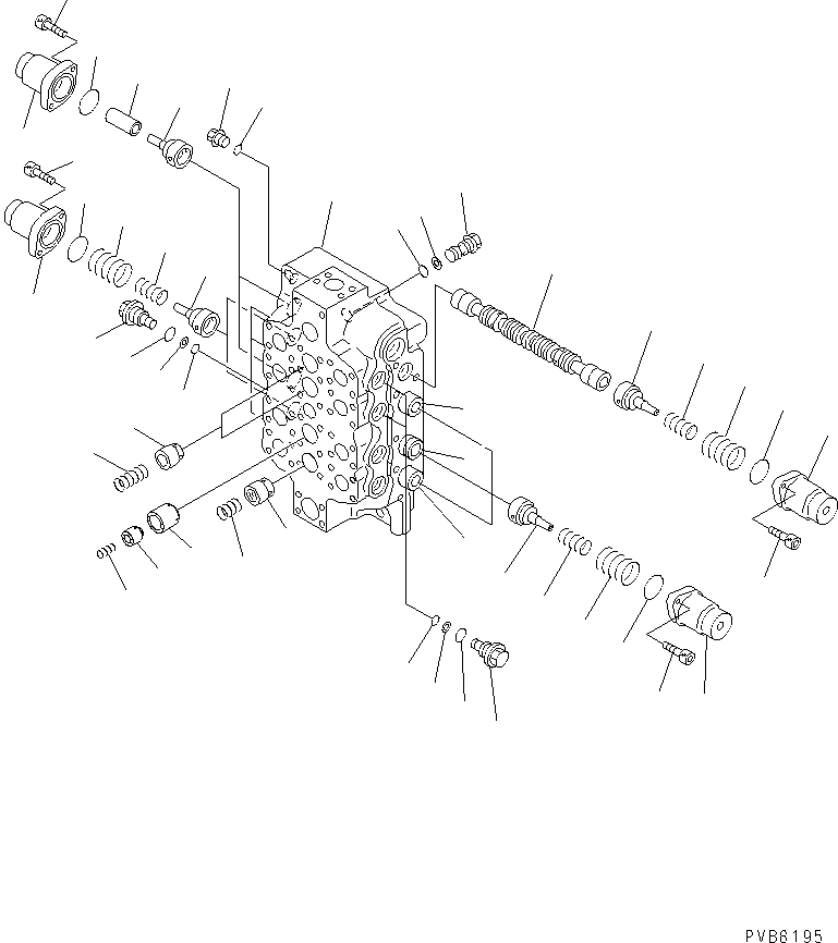 Komatsu parts book diagram for PC1250SP-8 S/N 30001-30157 (ecot3, For SP): MAIN VALVE (1/5) (4-SPOOL) (NO.3)(#30001-)
