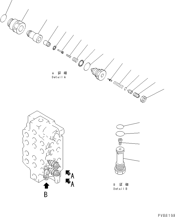 Komatsu parts book diagram for PC1250SP-8 S/N 30001-30157 (ecot3, For SP): MAIN VALVE (5/5) (4-SPOOL) (NO.3)(#30001-)