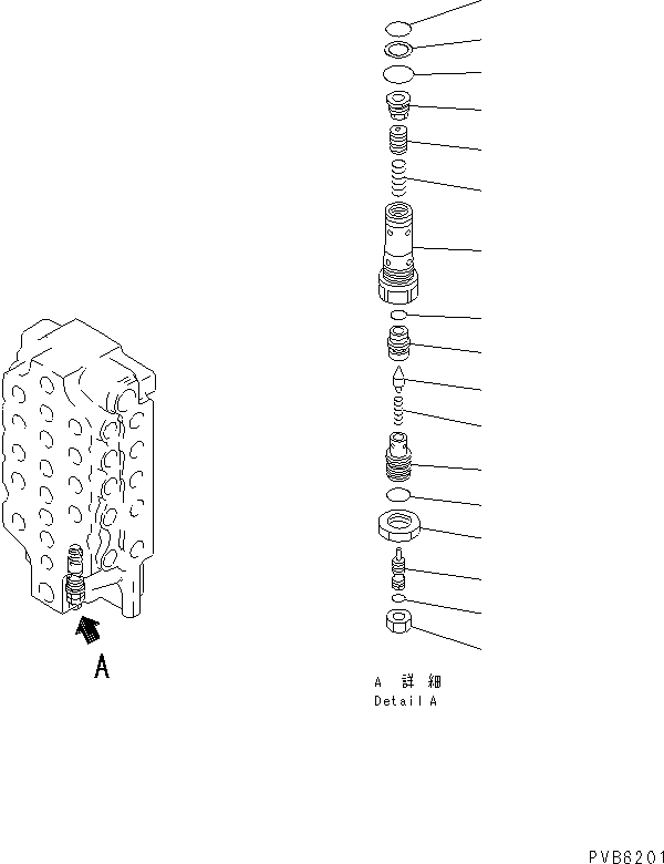 Komatsu parts book diagram for PC1250SP-8 S/N 30001-30157 (ecot3, For SP): MAIN VALVE (4/5) (5-SPOOL) (NO.1)(#30001-)