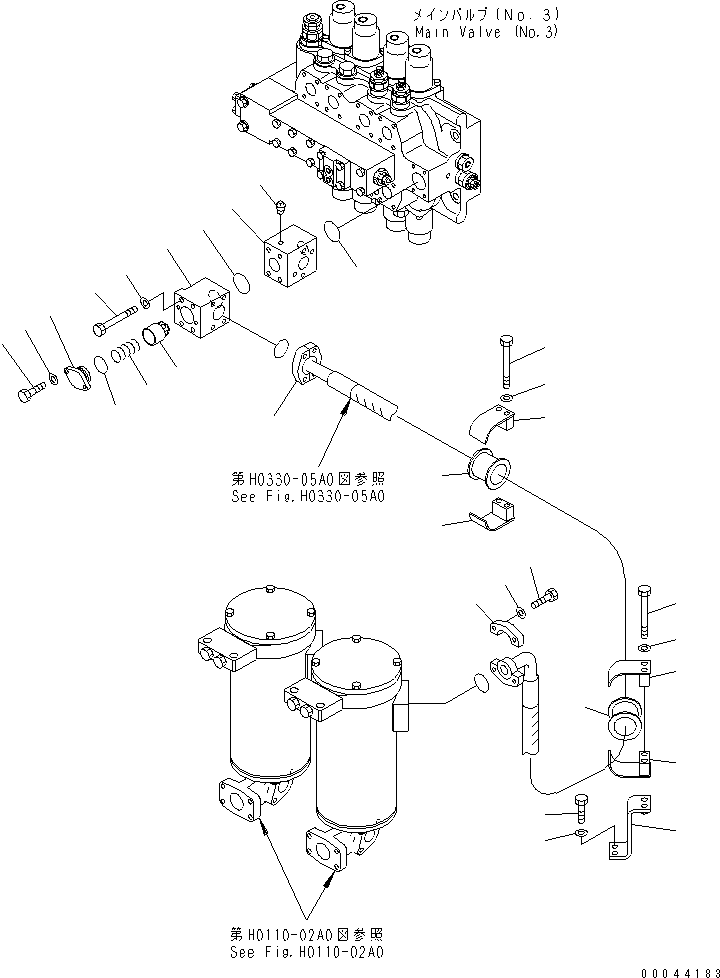 Excavators Komatsu / PC1250-8R S/N 35001-35200 (EGR-LESS)(pc12504c) / RETURN LINE (NO.3 VALVE)(#35001-)(180410 : H0330-03A0)