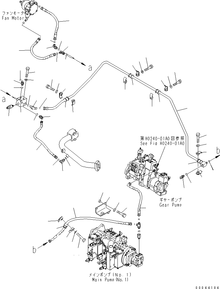 Excavators Komatsu / PC1250-8R S/N 35001-35200 (EGR-LESS)(pc12504c) / RETURN LINE (AFTER COOLER MOTOR PIPING)(#35001-35016)(180420 : H0330-04A0)