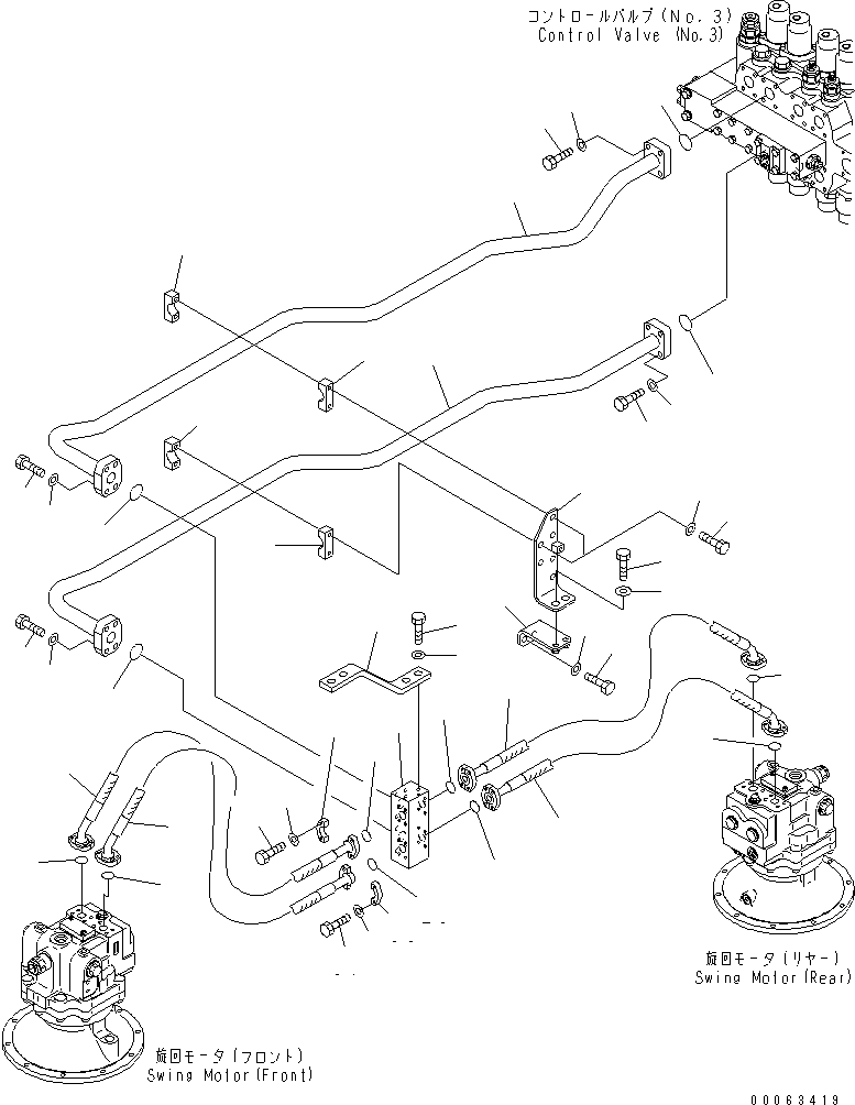 Excavators Komatsu / PC1250-8R S/N 35001-35200 (EGR-LESS)(pc12504c) / VALVE DELIVERY PIPING (SWING)(#35017-)(180700 : H1340-01A0A)