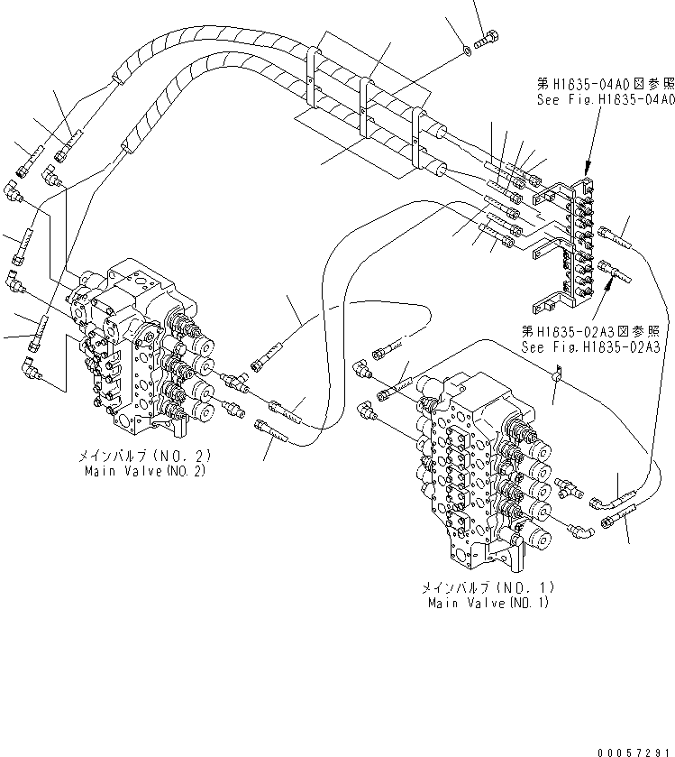 Excavators Komatsu / PC1250-8R S/N 35001-35200 (EGR-LESS)(pc12504c) / PPC BOOM AND BUCKET LINE (FOR LONG ARM)(#35001-)(180950 : H1846-01A1)