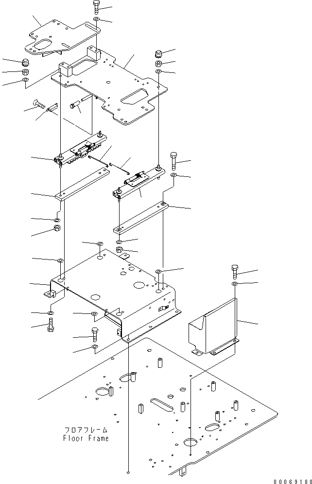 Excavators Komatsu / PC1250-8R S/N 35001-35200 (EGR-LESS)(pc12504c) / FLOOR FRAME (BASE)(#35020-35086)(240590 : K1110-05A0A)