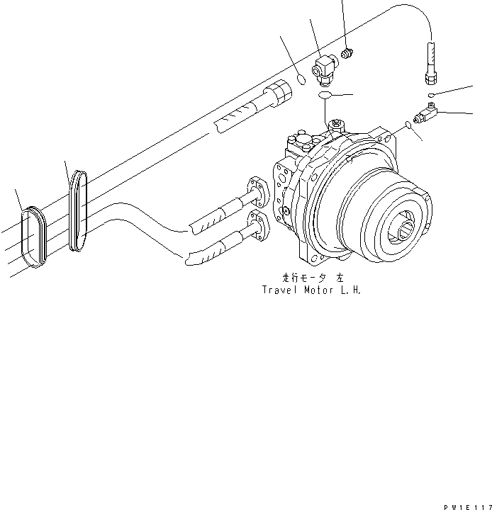 Excavators Komatsu / PC1250-8R S/N 35001-35200 (EGR-LESS)(pc12504c) / TRACK FRAME (TRAVEL PIPING) (MOTOR SIDE) (L.H.)(#35001-35049)(360220 : R1120-10A0)