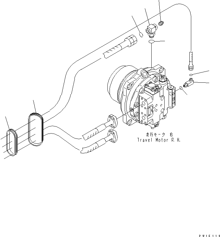 Excavators Komatsu / PC1250-8R S/N 35001-35200 (EGR-LESS)(pc12504c) / TRACK FRAME (TRAVEL PIPING) (MOTOR SIDE) (R.H.)(#35001-35049)(360410 : R1120-20A0)