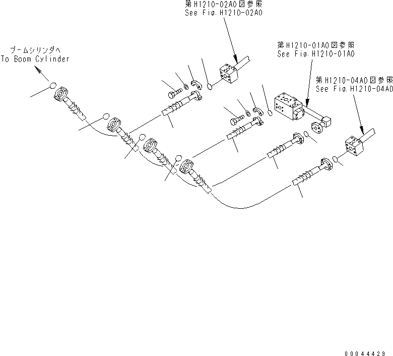 Excavators Komatsu / PC1250-8R S/N 35001-35200 (EGR-LESS)(pc12504c) / BOOM CYLINDER PIPING (FOR BACKHOE OR LOADER)(#35001-)(390130 : T1130-01A0)