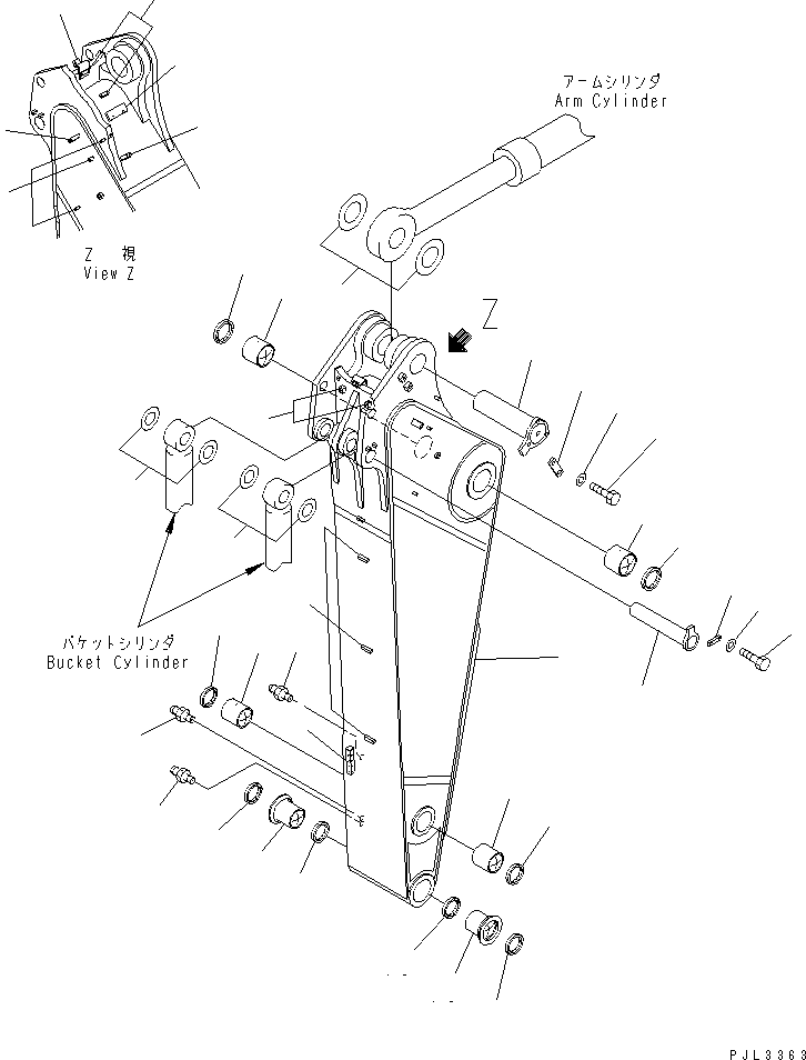 Excavators Komatsu / PC1250-8R S/N 35001-35200 (EGR-LESS)(pc12504c) / ARM (3.4M) (QUARRY SPEC.) (FOR BACKHOE) (AUTO GREASE)(#35001-)(390210 : T1210-01A9)