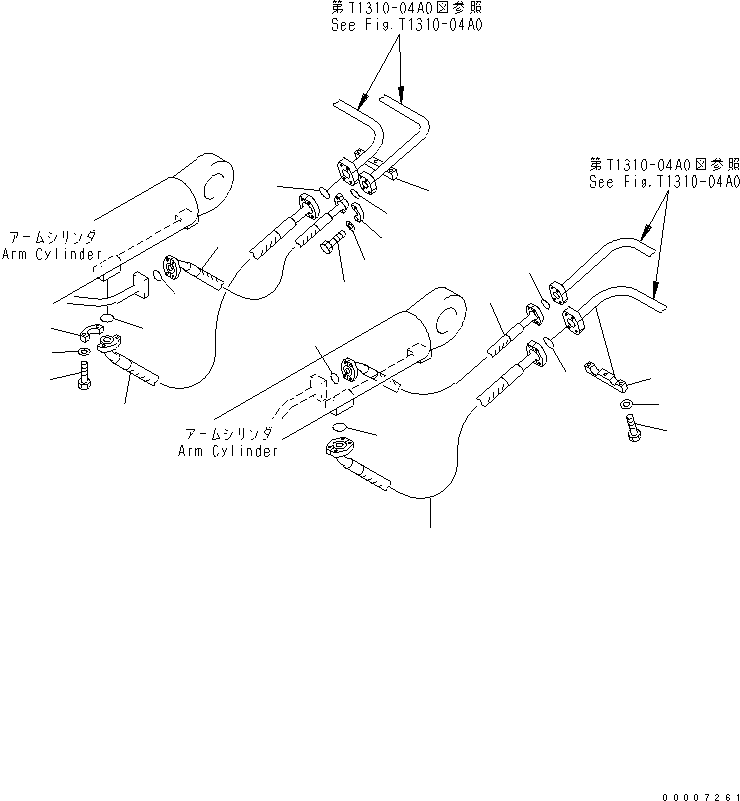 Excavators Komatsu / PC1250-8R S/N 35001-35200 (EGR-LESS)(pc12504c) / WORK EQUIPMENT (PIPING) (ARM CYLINDER LINES) (2/2) (FOR LOADER)(#35001-)(390390 : T1310-05A0)