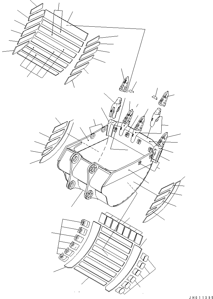 Excavators Komatsu / PC1250-8R S/N 35001-35200 (EGR-LESS)(pc12504c) / ME BUCKET 6.70M3 ? 2380MM WIDTH (XS115 TOOTH ? WITH SIDE SHROUD) (1/2)(#35001-)(390640 : T1510-01B5)