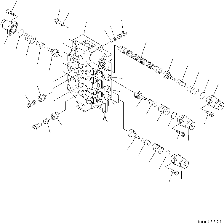 Excavators Komatsu / PC1250-8R S/N 35001-35200 (EGR-LESS)(pc12504c) / MAIN VALVE (1/6) (4-SPOOL) (NO.2)(#35001-)(510850 : Y1664-01A0)