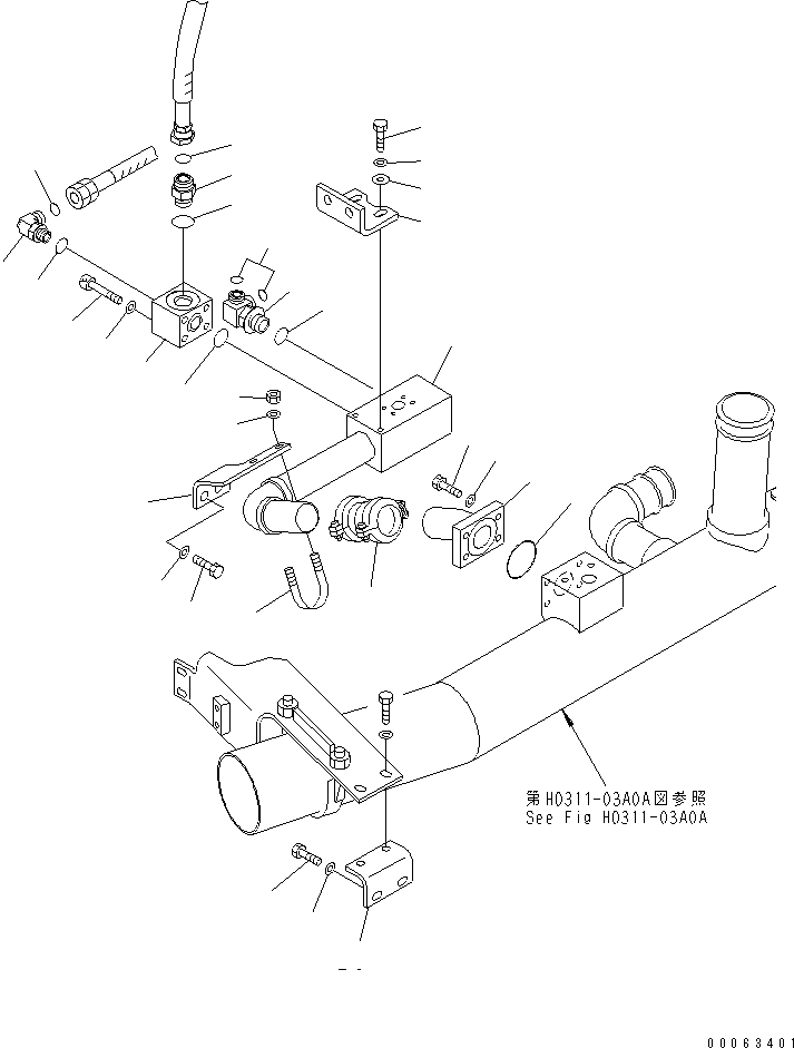 Excavators Komatsu / PC1250SP-8R S/N 35001-35200 (W/O EGR, +55C DEGREE)(pc12507c) / SUCTION LINE (TANK LINE) (GEAR PUMP)(#35017-)(180230 : H0311-04A0A)