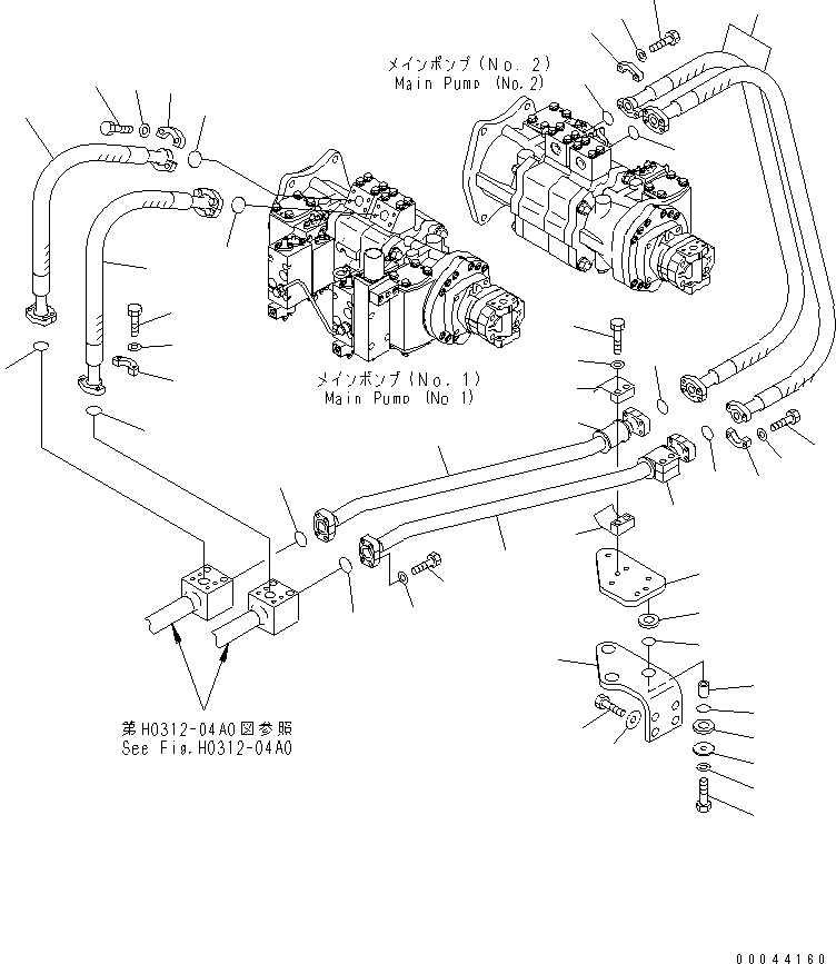 Excavators Komatsu / PC1250SP-8R S/N 35001-35200 (W/O EGR, +55C DEGREE)(pc12507c) / DELIVERY LINE (NO.1 AND NO.2 PUMP)(#35001-)(180240 : H0312-01A0)