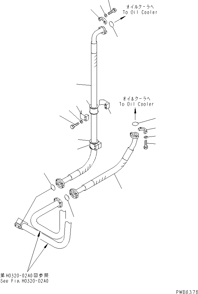 Excavators Komatsu / PC1250SP-8R S/N 35001-35200 (W/O EGR, +55C DEGREE)(pc12507c) / OIL COOLER LINE (HOSE)(#35001-)(180300 : H0320-03A0)