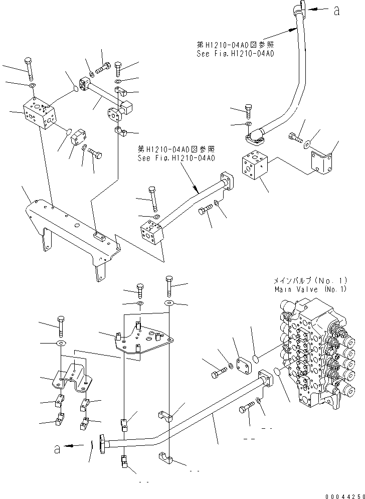 Excavators Komatsu / PC1250SP-8R S/N 35001-35200 (W/O EGR, +55C DEGREE)(pc12507c) / BOOM LINE (BOOM FRONT PIPING AND NO.1 VALVE)(#35001-)(180430 : H1210-01A0)