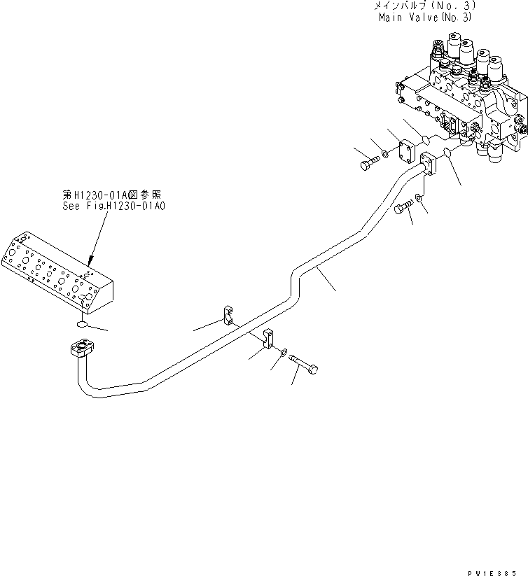 Excavators Komatsu / PC1250SP-8R S/N 35001-35200 (W/O EGR, +55C DEGREE)(pc12507c) / VALVE DELIVERY PIPING (BUCKET) (NO.3 VALVE)(#35001-)(180510 : H1222-02A0)