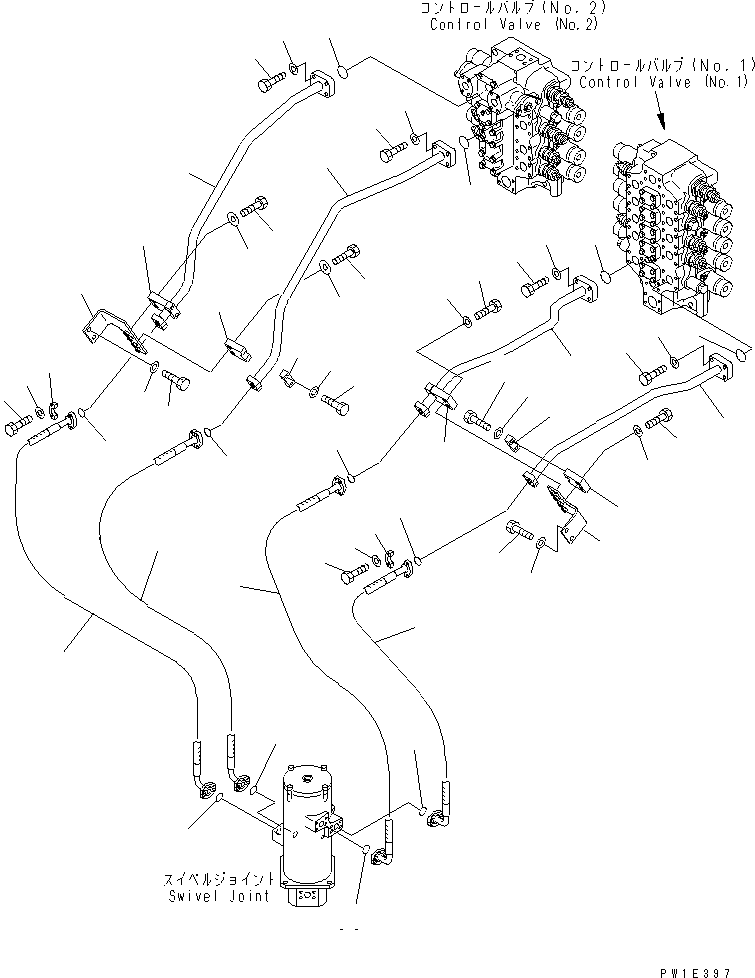 Excavators Komatsu / PC1250SP-8R S/N 35001-35200 (W/O EGR, +55C DEGREE)(pc12507c) / VALVE DELIVERY PIPING (TRAVEL)(#35001-)(180550 : H1310-01A0)