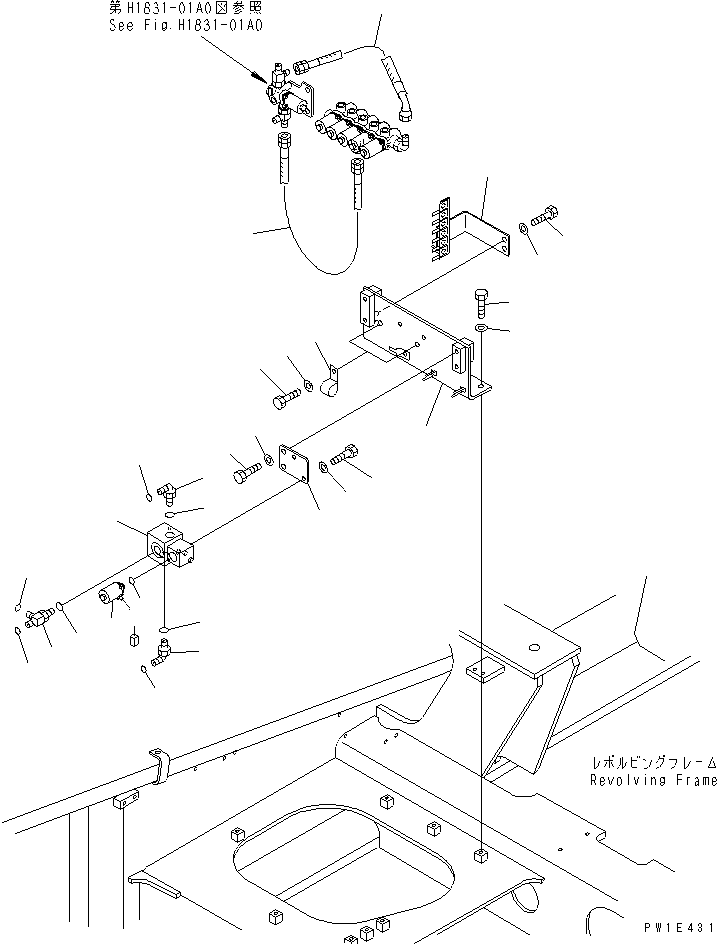 Excavators Komatsu / PC1250SP-8R S/N 35001-35200 (W/O EGR, +55C DEGREE)(pc12507c) / SOLENOID VALVE (SWING PRIORITY VALVE AND HOSE)(#35001-)(180620 : H1831-02A0)