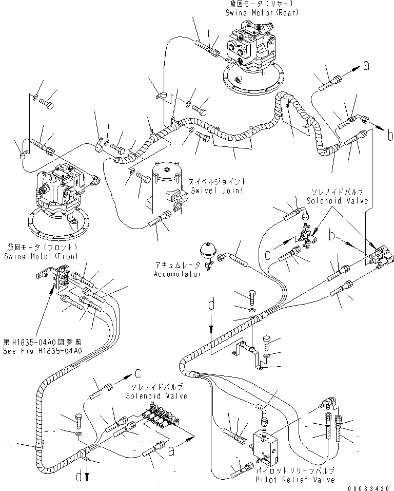 Excavators Komatsu / PC1250SP-8R S/N 35001-35200 (W/O EGR, +55C DEGREE)(pc12507c) / SOLENOID VALVE LINE(#35017-)(180640 : H1832-01A0A)
