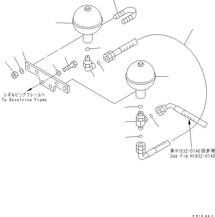 Excavators Komatsu / PC1250SP-8R S/N 35001-35200 (W/O EGR, +55C DEGREE)(pc12507c) / PPC PUMP LINE (PPC ACCUMULATOR)(#35001-)(180710 : H1841-02A0)