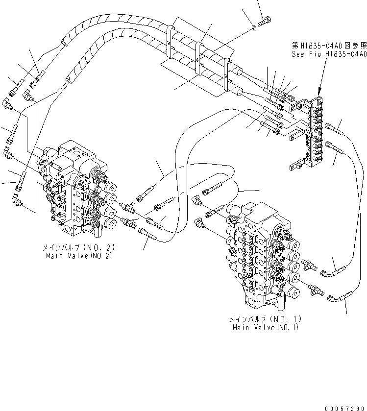 Excavators Komatsu / PC1250SP-8R S/N 35001-35200 (W/O EGR, +55C DEGREE)(pc12507c) / PPC BOOM AND BUCKET LINE(#35001-)(180760 : H1846-01A0)