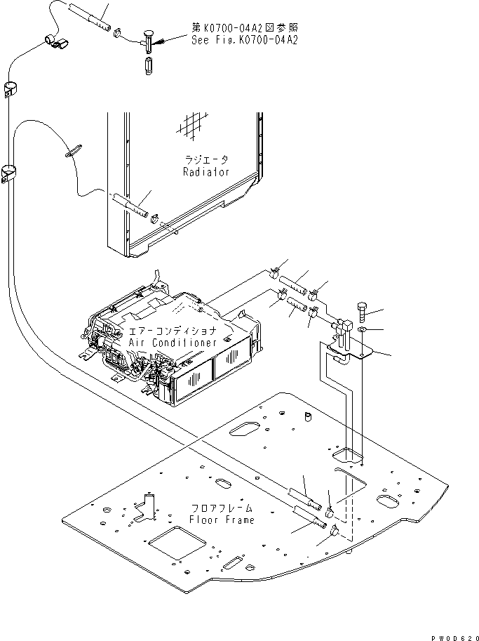 Excavators Komatsu / PC128US-2 S/N 5001-9500 (For EU)(pc128u0c) / FLOOR FRAME (HEATER HOSE AND CLAMP)(#7731-)(211050 : K1110-17A0A)