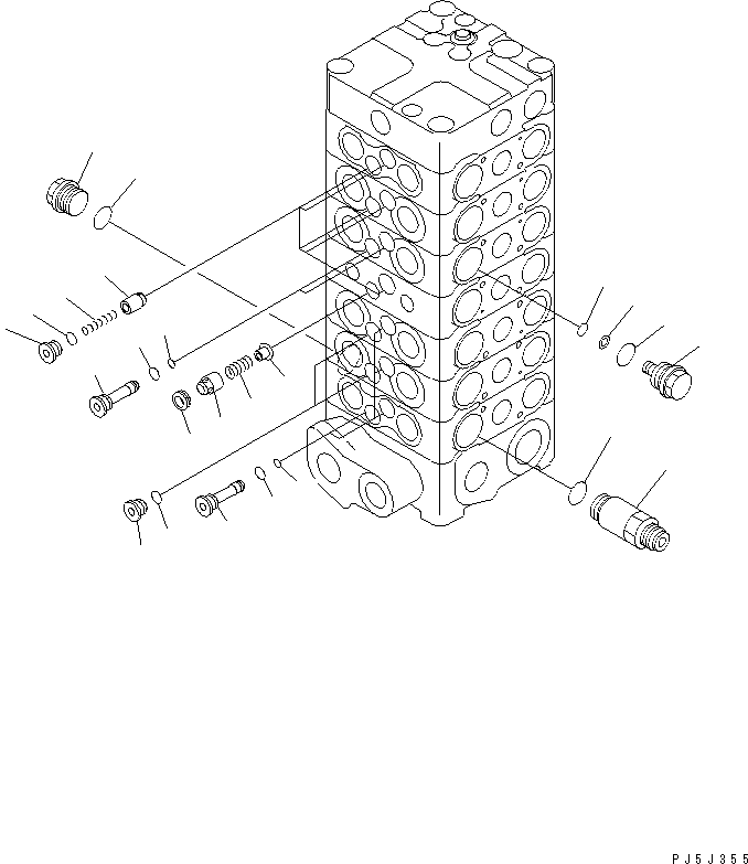 Excavators Komatsu / PC128US-2 S/N 5001-9500 (For EU)(pc128u0c) / MAIN VALVE (7-VALVE) (4/12) (FOR BLADE)(#5001-)(450550 : Y1662-44A0)