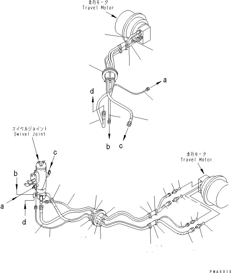 Excavators Komatsu / PC128US-1 S/N 1001-UP(pc128u0r) / TRAVEL PIPING LOWER (BLADE LESS)(300030 : P1110-01A1)
