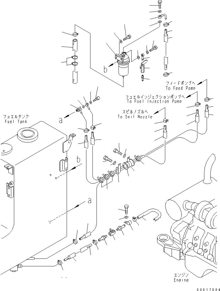 Komatsu parts book diagram for PC128US-2-A S/N 9501-UP: FUEL LINE (FOR WATER SEPARATOR)